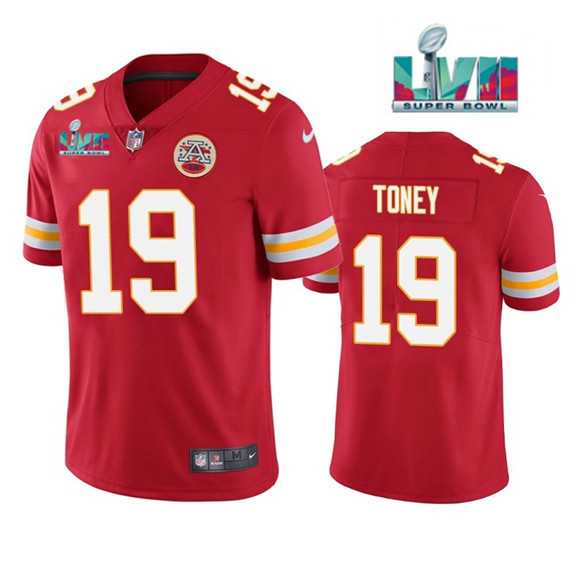 Men & Women & Youth Kansas City Chiefs #19 Kadarius Toney Red Super Bowl LVII Patch Vapor Untouchable Limited Stitched Football Jersey->kansas city chiefs->NFL Jersey